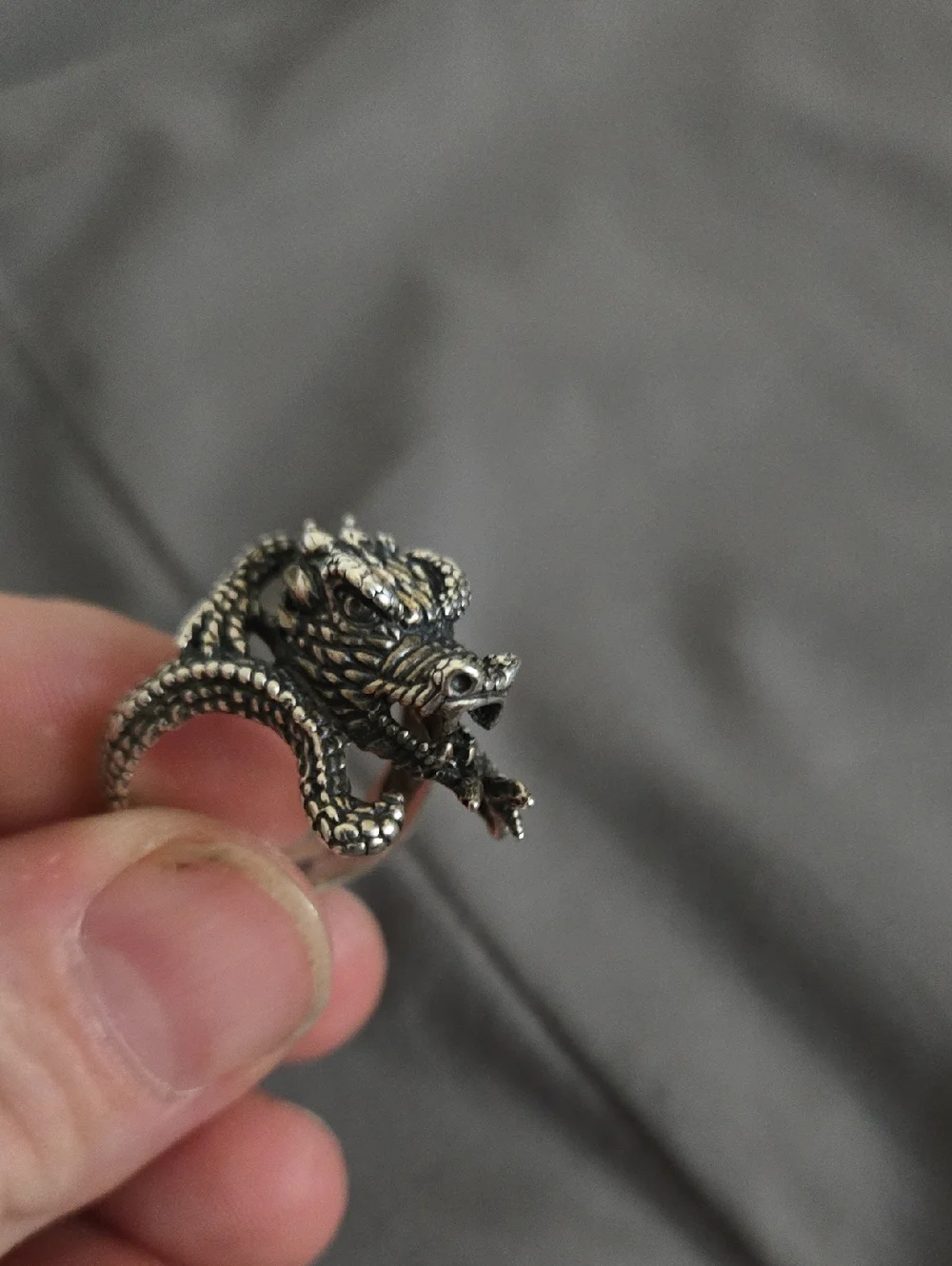 1970s Dragon Ring By OTT Sterling Silver